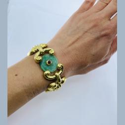 Vintage Jade 14k Gold Link Bracelet