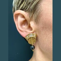 Boucheron Gold Diamond Hematite Earrings