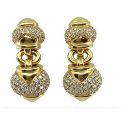 Bulgari Diamond Earrings Gold Doppio Cuoro