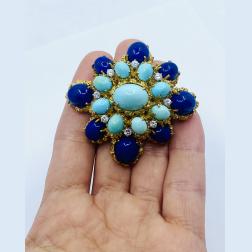 Tiffany & Co Lapis Lazuli Turquoise Brooch