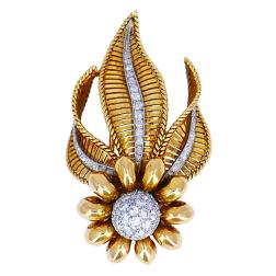 Vintage Boucheron Brooch 18k Gold Diamond French Jewelry