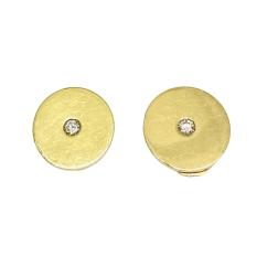 Bulgari Gold Diamond Earrings Button Shape