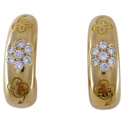 Van Cleef & Arpels Alhambra Diamond Hoop Earrings  18k Gold