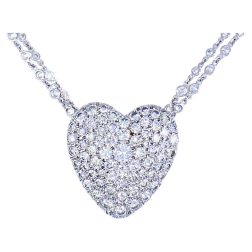 Vintage Diamond Heart 14k Gold Necklace Pendant Pin Brooch