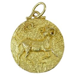 Vintage Aries Astrological Pendant Ram Zodiac 18k Gold