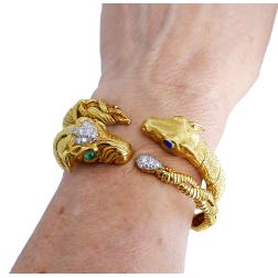 Vintage David Webb Aries Gold Bracelet Set Gemstones Estate