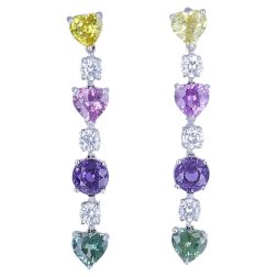 Graff Earrings Multi-Colored Sapphire Diamond Platinum