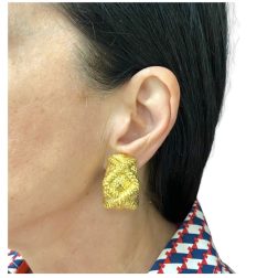 David Webb Rope Design 18k Gold Earrings