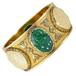 Mario Buccellati Gold Coin Bracelet Carved Jade Bangle