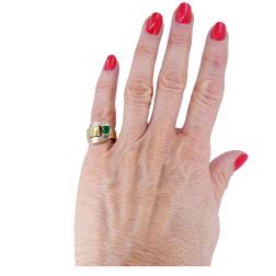 Gubelin Retro Gold Ring Buckle Design 18k Emerald Jewelry