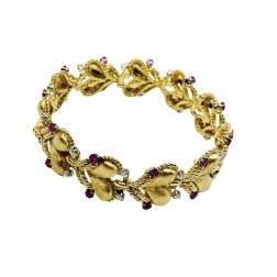 Mario Buccellati Gold Heart Design Bracelet with Gemstones