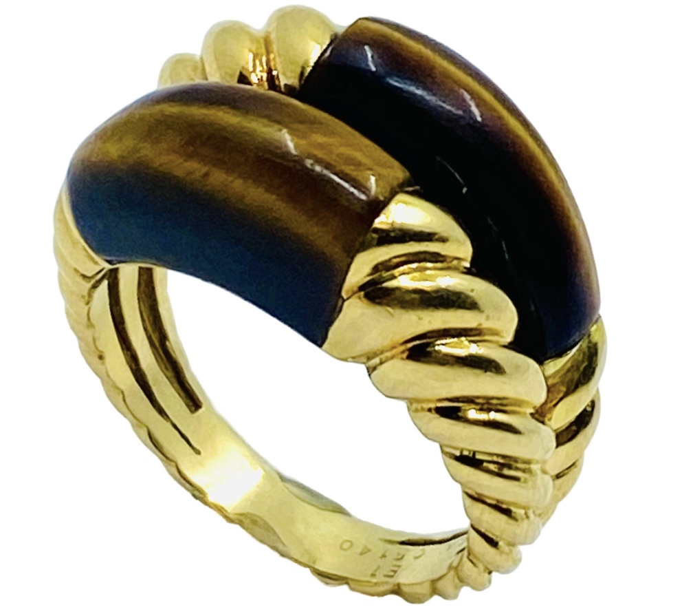 Van Cleef u0026 Arpels Tiger's Eye Gold Vintage Ring ||