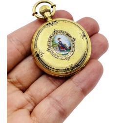 Breitling Laederich Antique Pocket Watch 18k Gold Enamel