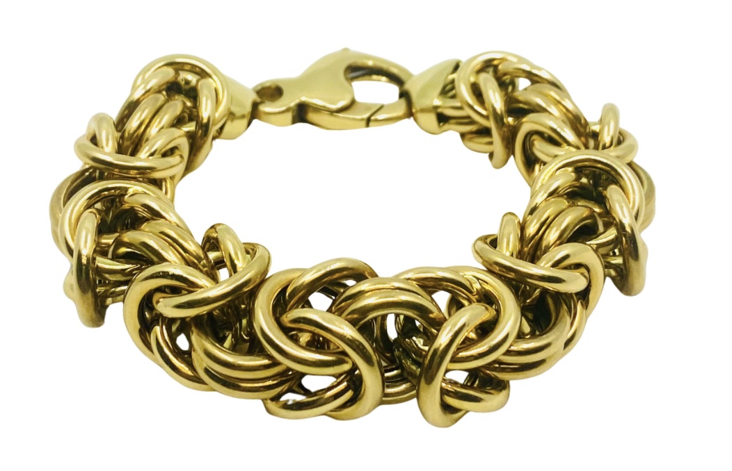 18k 750 Real Yellow GOLD Bead Ball Diamond Cut 7.5 Italian Italy Bracelet  Womens | eBay