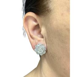 Clover Earrings Diamond 18k White Gold Estate Jewelry