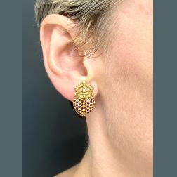 Kieselstein Cord Crown Heart Earrings Gold Ruby Diamond