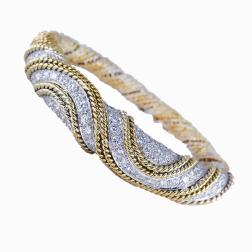 Vintage Cartier Bracelet 18k Braided Gold Diamond Jewelry