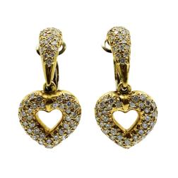Chaumet Heart Earrings Gold Diamond Vintage