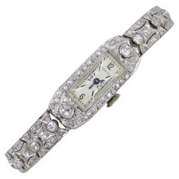 Zenith Watch Art Deco Platinum Diamond Estate Jewelry