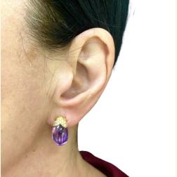 Bulgari Amethyst Earrings Diamond Gold