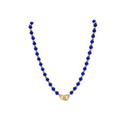 Vintage Jean Dinh Van Lapis Lazuli Bead Gold Menottes Necklace