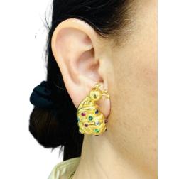Eva Legoura Snail Earrings 18k Gold Gemstones