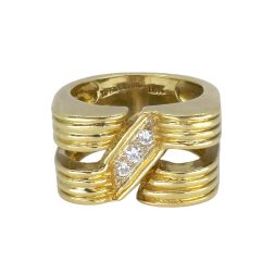 Vintage Tiffany & Co. 18k Gold Diamond Tank Ring sz 7.5