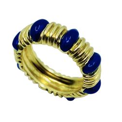 Tiffany & Co. Blue Enamel Gold Band Ring