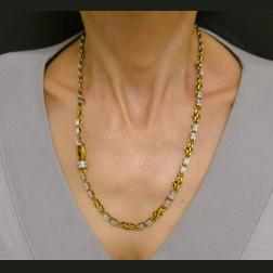 Pomellato Diamond Chain Necklace 18k White Yellow Gold