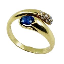 Bulgari Snake Ring Gold Diamond Sapphire