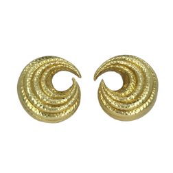 David Webb 18k Hammered Gold Crescent Earrings