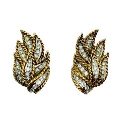 Diamond Earrings Vintage 18k Two-Tone Gold