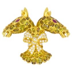 Donald Claflin for Tiffany & Co Giraffe Gold Brooch Gemstone