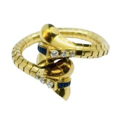 Van Cleef & Arpels Diamond Sapphire Gold Snake Bracelet