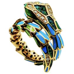 Crivelli Snake Ring 18k Gold Enamel Gemstones