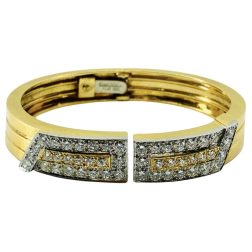 David Webb Gold Bracelet Platinum Diamond Bangle