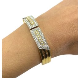 David Webb Gold Bracelet Platinum Diamond Bangle