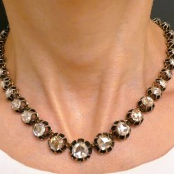 Georgian Riviera Necklace Rose Cut Diamond Silver Gold