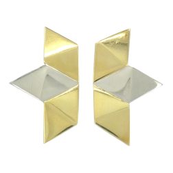 Vintage Gucci 18k White and Yellow Gold Geometric Earrings