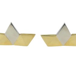 Vintage Gucci 18k White and Yellow Gold Geometric Earrings