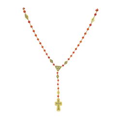 1930s Italian Gold Coral Enamel Rosary