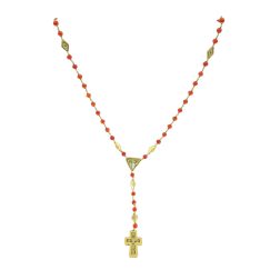 1930s Italian Gold Coral Enamel Rosary