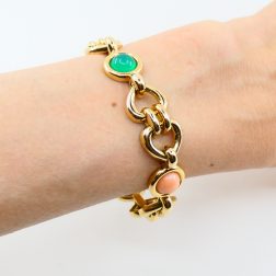 Van Cleef & Arpels Coral Chrysoprase Gold Heart Bracelet