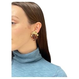 Retro Cartier Citrine Earrings 18k Gold Gemstones Clip-on