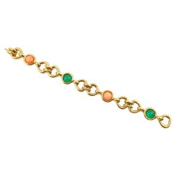 Van Cleef & Arpels Coral Chrysoprase Gold Heart Bracelet