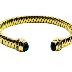 Vintage Bulgari Emerald Bracelet Gold Tubogas