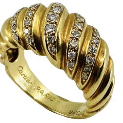 Vintage Cartier Croissant Ring 18k Gold Diamond