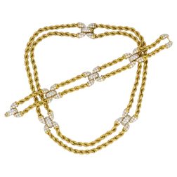 Boucheron Vintage Gold Diamond Necklace Bracelet Set