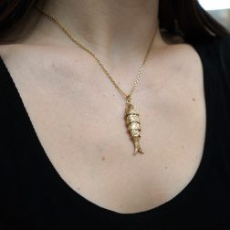 Vintage Gold Mechanical Fish Pendant Necklace